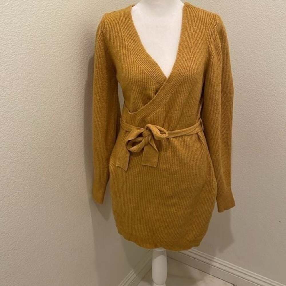 NWOT free people sienna wrap  Sweater dress mustard yellow size Small s​​​​​​​